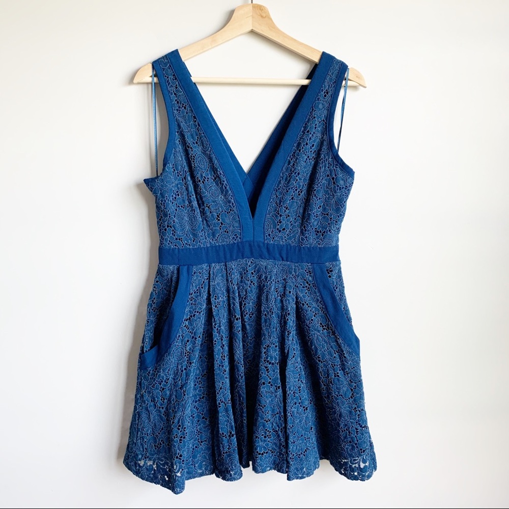 Free People Lace Deep V Dress Tunic Top Small S